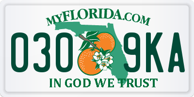 FL license plate 0309KA