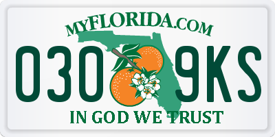 FL license plate 0309KS