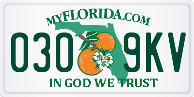 FL license plate 0309KV