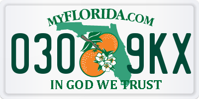 FL license plate 0309KX