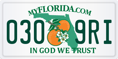 FL license plate 0309RI