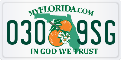 FL license plate 0309SG