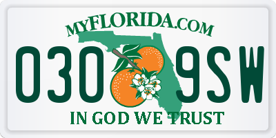 FL license plate 0309SW