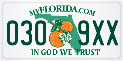 FL license plate 0309XX