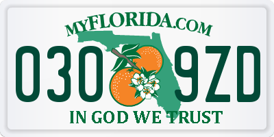 FL license plate 0309ZD