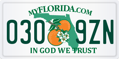 FL license plate 0309ZN