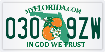FL license plate 0309ZW