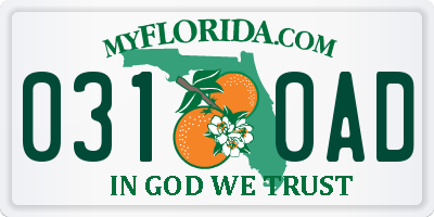 FL license plate 0310AD