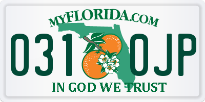 FL license plate 0310JP