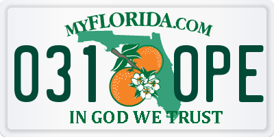 FL license plate 0310PE