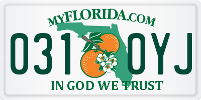 FL license plate 0310YJ
