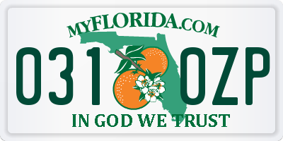 FL license plate 0310ZP