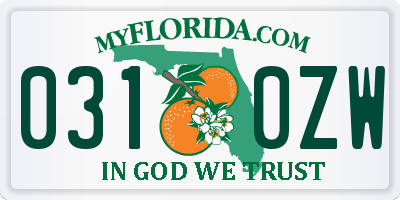 FL license plate 0310ZW