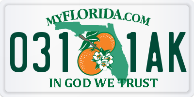 FL license plate 0311AK
