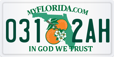 FL license plate 0312AH