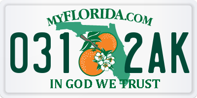 FL license plate 0312AK