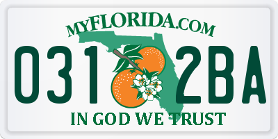 FL license plate 0312BA