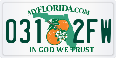 FL license plate 0312FW