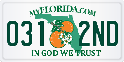 FL license plate 0312ND