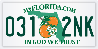 FL license plate 0312NK