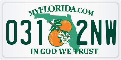 FL license plate 0312NW
