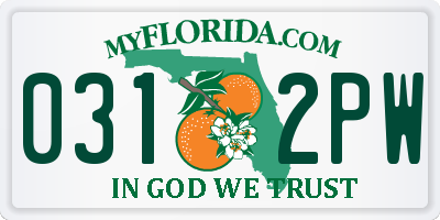 FL license plate 0312PW