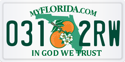 FL license plate 0312RW