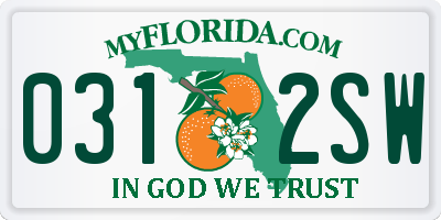 FL license plate 0312SW