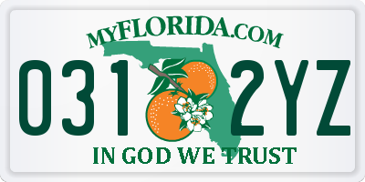FL license plate 0312YZ