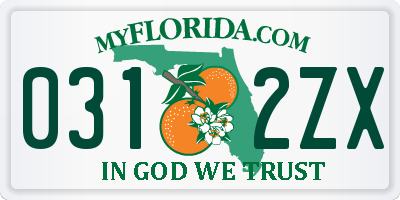 FL license plate 0312ZX