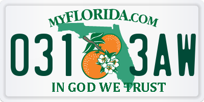 FL license plate 0313AW