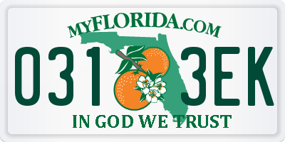 FL license plate 0313EK