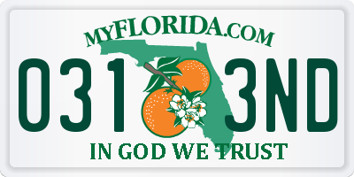 FL license plate 0313ND