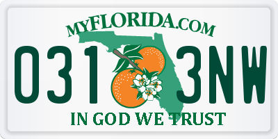 FL license plate 0313NW