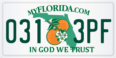 FL license plate 0313PF