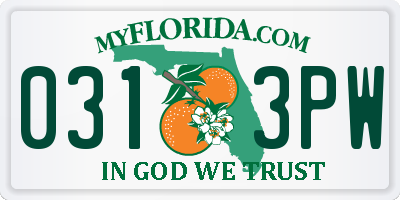 FL license plate 0313PW