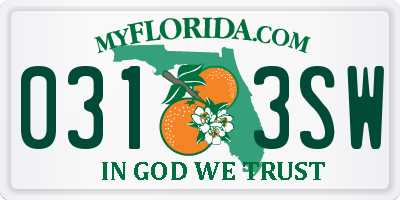 FL license plate 0313SW