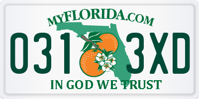 FL license plate 0313XD