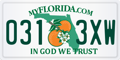 FL license plate 0313XW