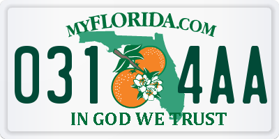 FL license plate 0314AA
