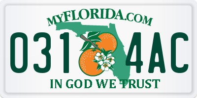 FL license plate 0314AC