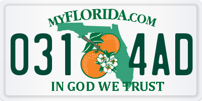 FL license plate 0314AD