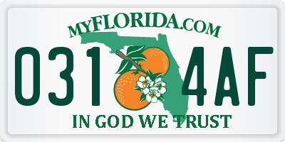 FL license plate 0314AF