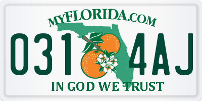 FL license plate 0314AJ