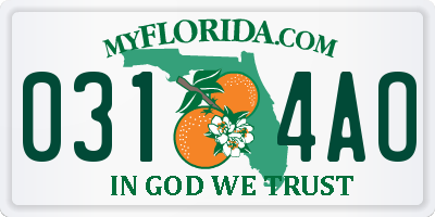 FL license plate 0314AO
