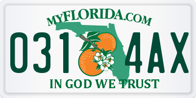 FL license plate 0314AX