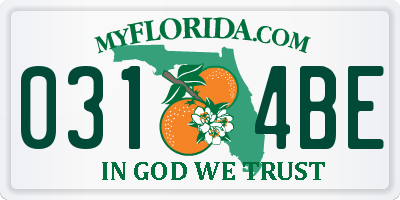 FL license plate 0314BE
