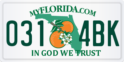 FL license plate 0314BK