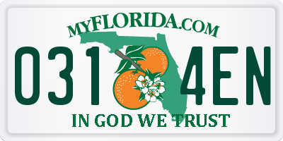 FL license plate 0314EN