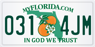 FL license plate 0314JM